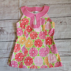 Vintage Y2K Lilly Pulitzer Citrus Fruit Sleeveless Keyhole Top Women's 0